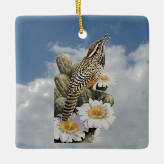 Cactus Wren Keramikornament (Vorderseite)