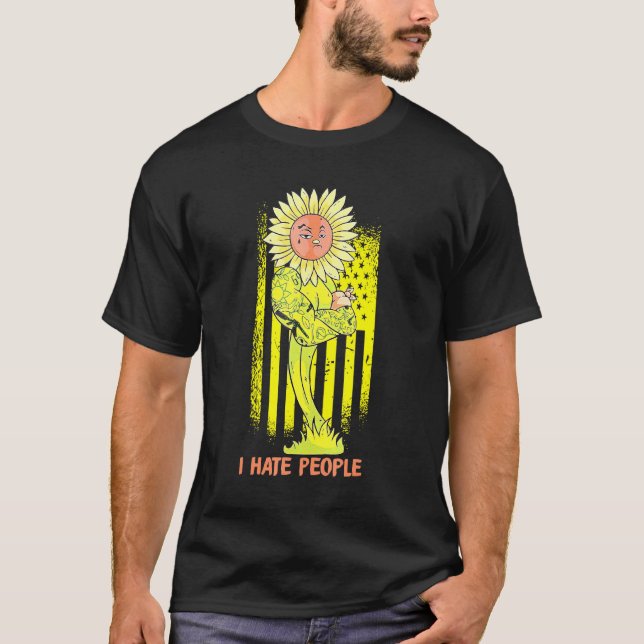Cactusi und Sonnenblume Ich hasse Menschen amerika T-Shirt (Vorderseite)