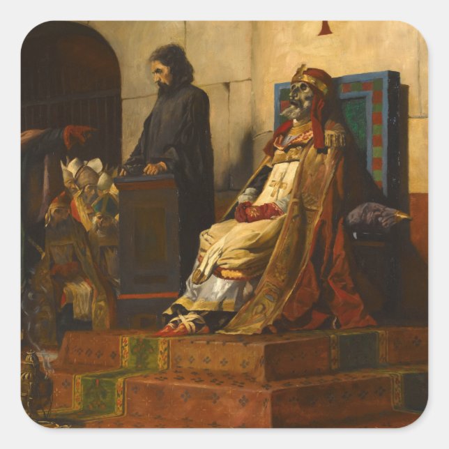 Cadaver Synod, Pope Formosus und Stephen VI Quadratischer Aufkleber (Vorderseite)