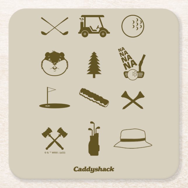 Caddyshack-Icons Rechteckiger Pappuntersetzer (Vorderseite)