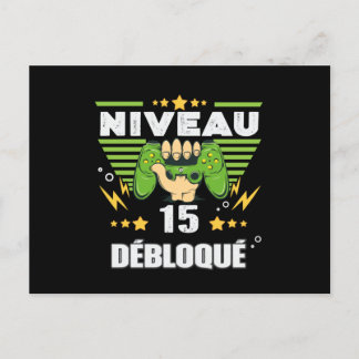 Cadeau 15 ans Anniversaire Gamer Niveau 15 Postkarte