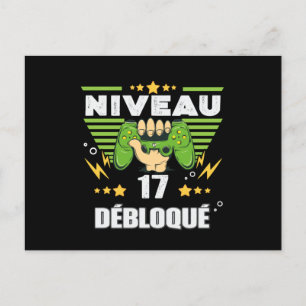 Cadeau 17 ans Anniversaire Gamer Niveau 17 Postkarte