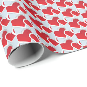 Cadeau 2 Coeurs de papier rouge dans un Motif répétitif