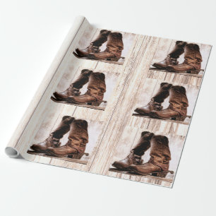 Cadeau 60lb Wrapping Papier Rouleau bottes pays rustique 