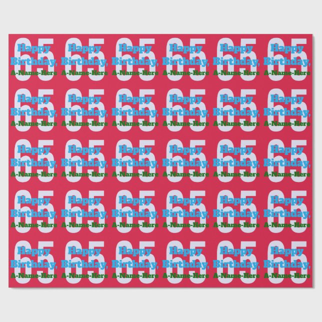 Cadeau Aimer 65e Anniversaire Papier d'enveloppement (Plat)