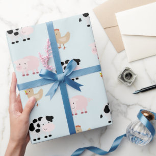 Cadeau Animaux de ferme Motif Papier d'enveloppement bleu