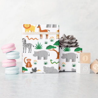 Cadeau Animaux sauvages heureux dans le papier d'emballag