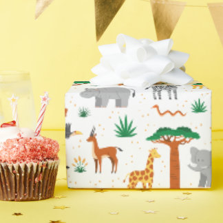 Cadeau Animaux sauvages heureux dans le papier d'emballag