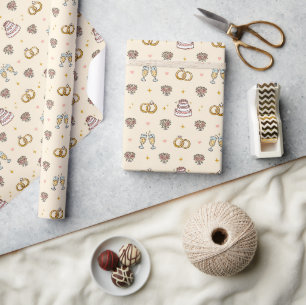 Cadeau Anneaux de mariage mignons et papier d'emballage p