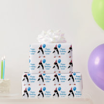 Anniversaire Pingouin Bleu Nom Papier d'enveloppem