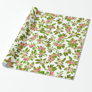 Cadeau Apple rose fleurissent papier d'emballage de