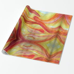 Cadeau Aquarelle artistique rouge jaune Papier à envelopp