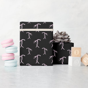 Cadeau Aquarelle Bow Motif Papier à enveloppement noir Ro
