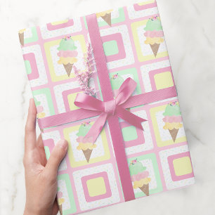 Cadeau Aquarelle Crème glacée Pastel Papier d'enveloppeme