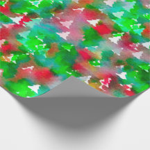 Aquarelle de papier d'emballage d'arbre de Noël