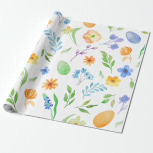 Cadeau Aquarelle Floral Papier d'enveloppement de Pâques