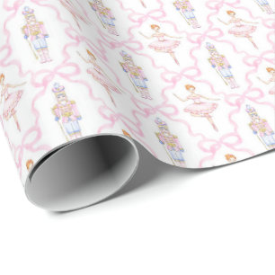 Cadeau Aquarelle rose Casse-noisette Papier à envelopper 