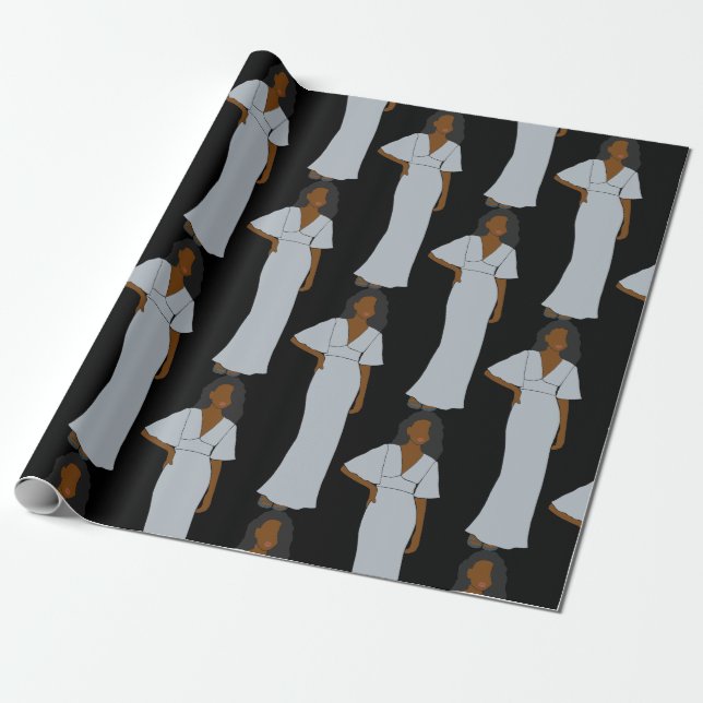 Cadeau Aquarius Black Zodiac Astrologie Papier à envelopp (Déroulé)