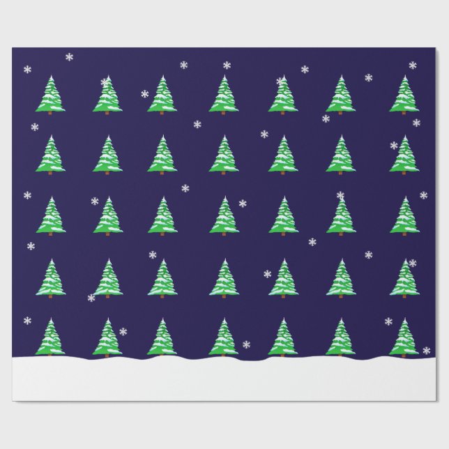 Cadeau Arbres de Noël dans le papier d'emballage de neige (Plat)