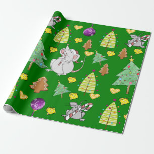 Cadeau Arbres de Noël Enveloppement Papier Souris Fromage