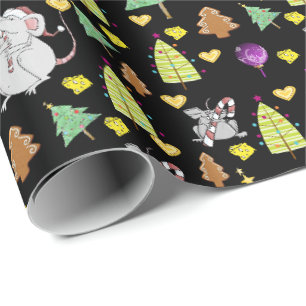 Cadeau Arbres de Noël Enveloppement Papier Souris Fromage