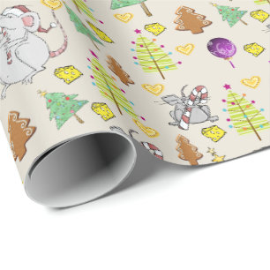 Cadeau Arbres de Noël Enveloppement Papier Souris Fromage