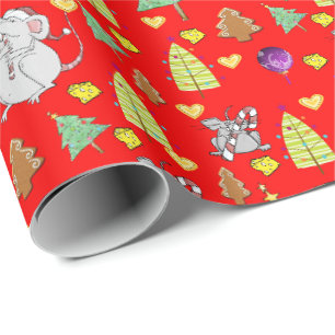 Cadeau Arbres de Noël Enveloppement Papier Souris Fromage