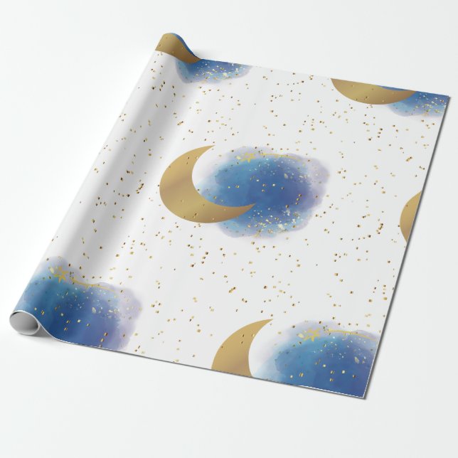 Cadeau Au-dessus du papier d'enveloppement de lune (Déroulé)