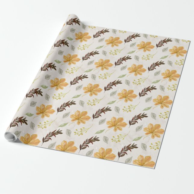 Cadeau Automne / Automne jaune fleur Papier d'enveloppeme (Déroulé)