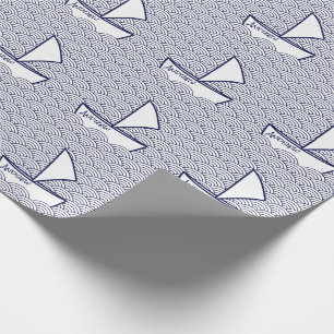 Cadeau Bateau sur le papier d'emballage de vagues