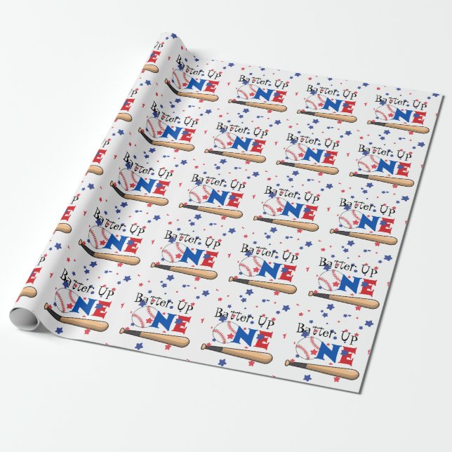 Cadeau Batter le Baseball Premier Anniversaire Papier d'e (Déroulé)