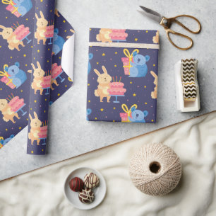 Cadeau Beau Anniversaire Animaux Enveloppement Papier