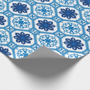 Cadeau 💙 Beau bleu azulejos    IWrapping Papier