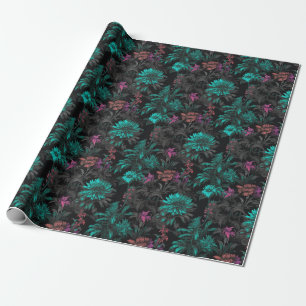 Cadeau Beau Elégant papier peint floral Turquoise foncé I