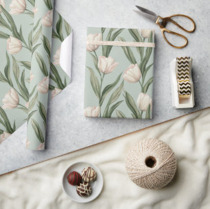 Cadeau Beau papier d'enveloppement de bouquet de tulipe e