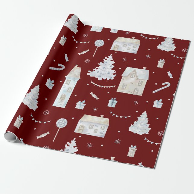 Cadeau Beau papier traditionnel d'enveloppement de Noël (Déroulé)