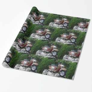 Cadeau Beau vieux scooter brillant papier enveloppant