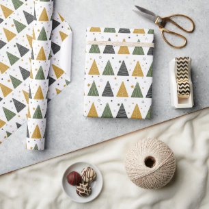 Cadeau Beaux sapins de Noël et étoiles Papier d'enveloppe
