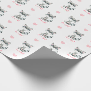 Cadeau Bébé Fille qui enlève du papier Raccoon rose C'