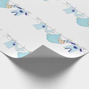 Cadeau Bébé Garçon Bleu Clothèse Papier à envelopper mign