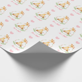 Cadeau Bébé Girl Wrapping Papier Girafe Rose C'est une fi