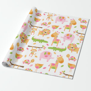 Cadeau Bébé mignon fille rose Jungle papier d'enveloppe