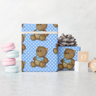 Cadeau Bébé Ours En Teddy Avec Papier D'Enveloppement De 