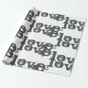Cadeau Belle LOVE GREY BLACK Wrapper Papier