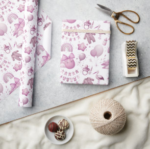 Cadeau Belle rouleau de papier d'enveloppement rose Baby 