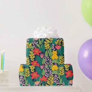 Cadeau Belles fleurs colorées et oiseaux Papier d'envelop