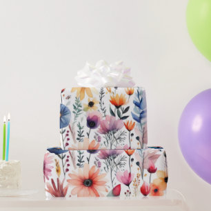 Cadeau Belles fleurs colorées Papier d'enveloppement