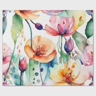 Cadeau Belles fleurs colorées Papier d'enveloppement