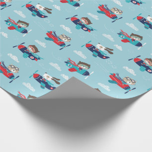 Cadeau Bêtes dans les avions sur papier d'enveloppement b