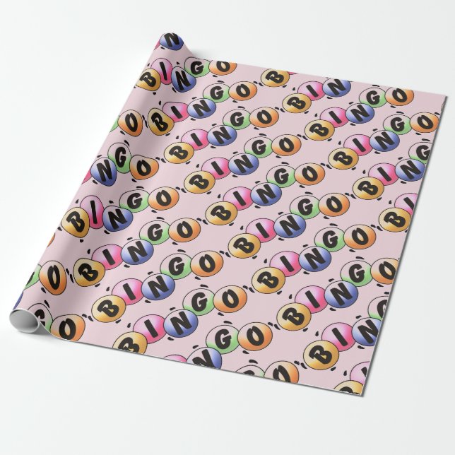 Cadeau Bingo Papier à enveloppement rose pâle (Déroulé)